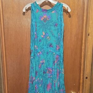 Free People Teal Floral Mini Dress